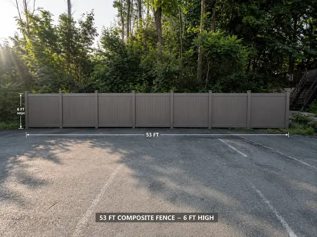 53 ft Composite Privacy Fence — 6 ft High