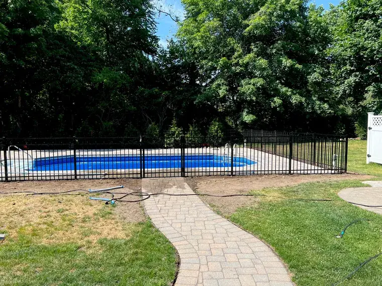 Pool Fence Across a Lawn
