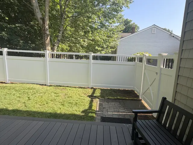 Vinyl & Aluminum Combo Fence with Gate — Deck View