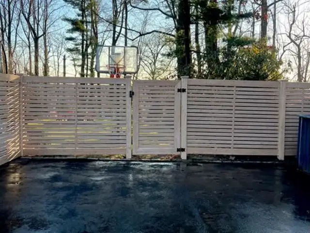Wood Slat Fence & Gate — Backyard Sport Court